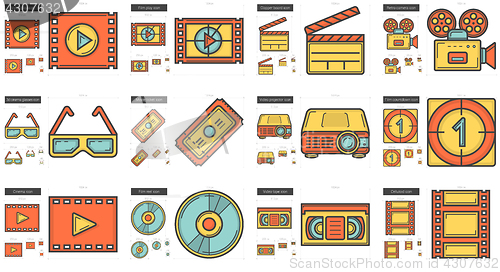 Image of Cinema line icon set.