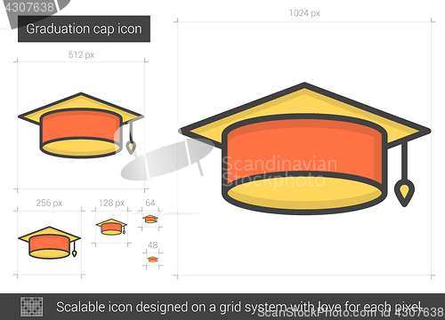 Image of Graduation cap line icon.