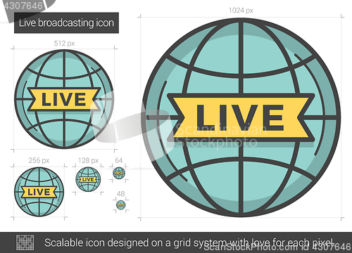 Image of Live broadcasting line icon.