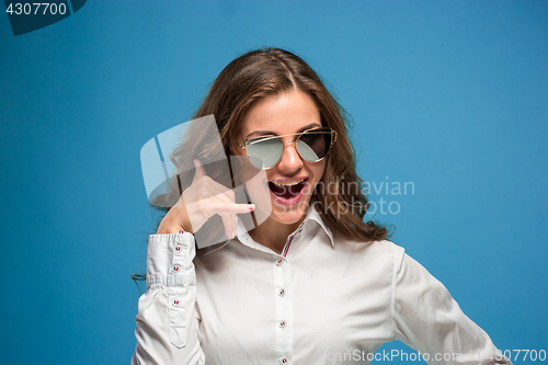 Image of The young woman\'s portrait with happy emotions