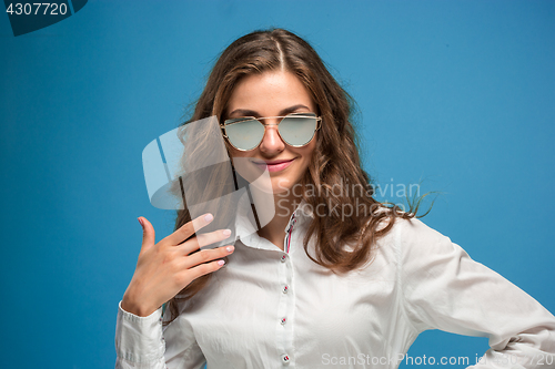 Image of The young woman\'s portrait with happy emotions