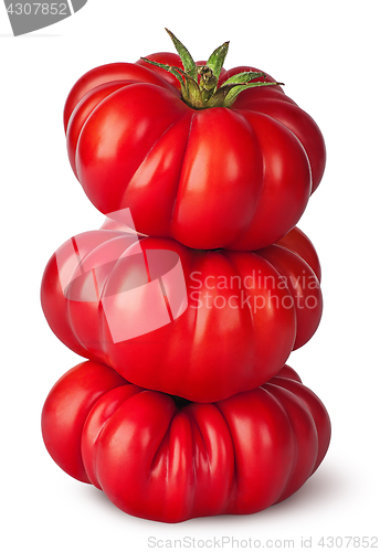 Image of Stack of fresh heirloom tomatoes