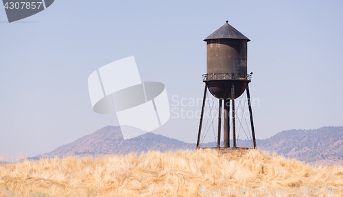 Image of Beautiful Black White and Blue Water Storage Tower