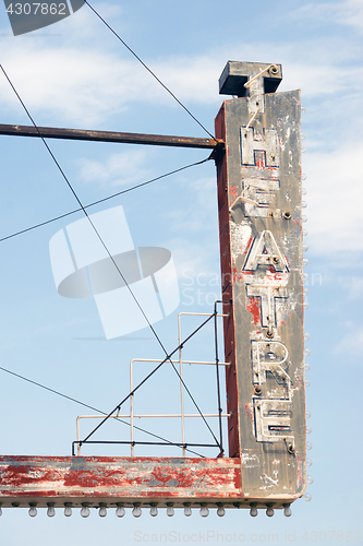 Image of Old Small Town Theatre Sign Out of Business Vintage Shop