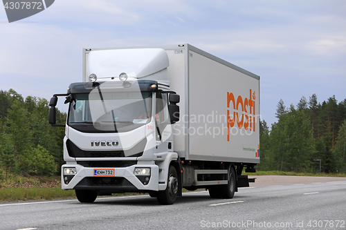 Image of White Iveco Eurocargo Delivery Truck of Finnish Posti