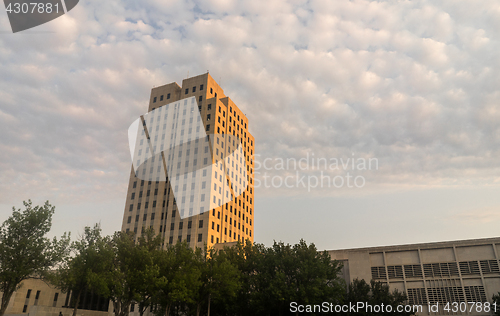 Image of Clouds Roll In North Dakota Capital Building Bismarck