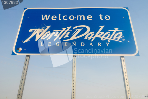 Image of Welcome to Legendary North Dakota Road Entry Sign