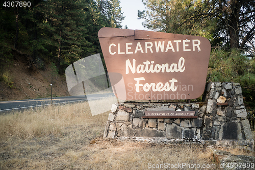 Image of Clearwater National Forest Sign Department of Agriculture