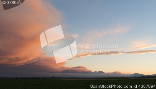 Image of Dramatic Sky Storm Cloud Formation At Dusk Sunset