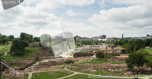 Image of Water Flows Sioux Falls City Center Skyline South Dakota