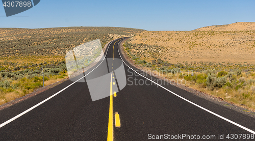 Image of Open Road Vertical Dark Asphalt Two Lane Road Twin Lane Highway