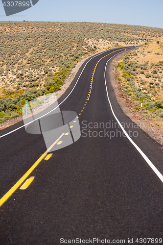 Image of Open Road Vertical Dark Asphalt Two Lane Road Twin Lane Highway