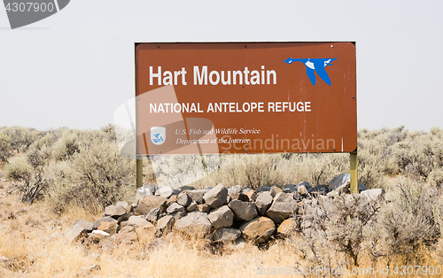 Image of Hart Mountain National Antelope Wildlife Refuge Sign Oregon 