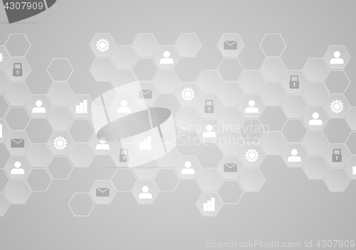 Image of Light grey tech communication abstract background