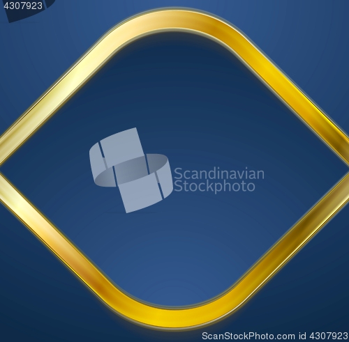 Image of Golden metal rhombus shape on blue background