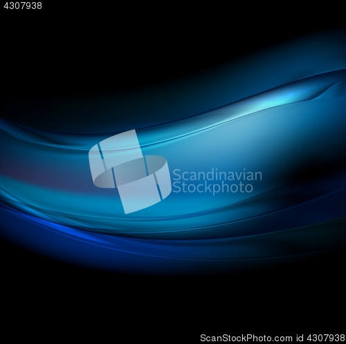 Image of Dark blue smooth waves abstract background