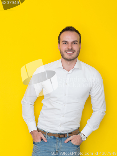 Image of man isolated over a yellow background