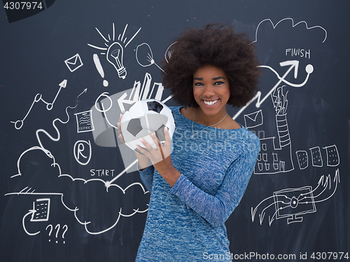 Image of black woman holding a soccer bal