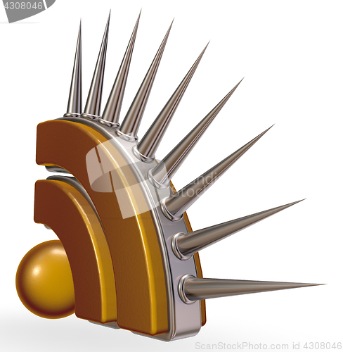 Image of rss symbol with prickles on white background - 3d illustration