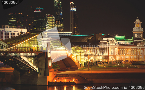 Image of night landscape with covered bridge Bogdan Hmelnitsky and Kievsk