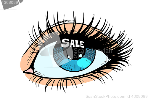 Image of sale highlight in a woman eye