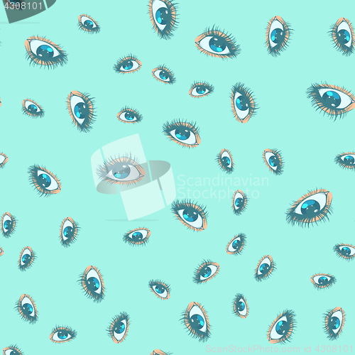 Image of Female eyes seamless pattern