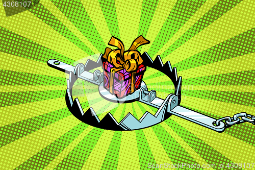 Image of Gift box in a metal trap