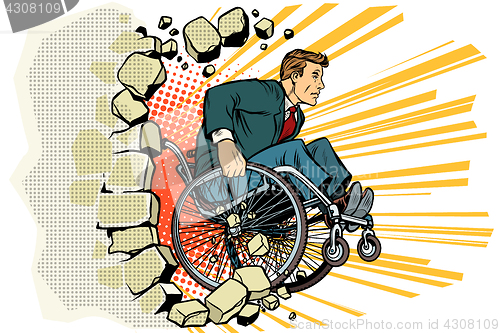 Image of Businessman in a wheelchair. Disabilities and health. Barrier-fr