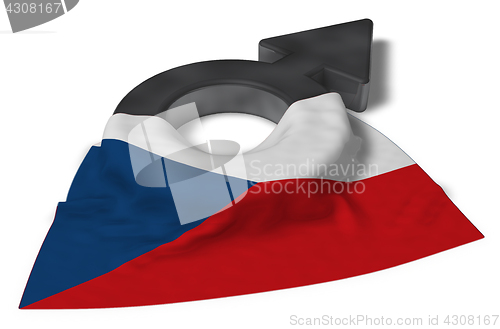 Image of mars symbol and flag of the czech republic - 3d rendering