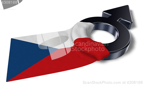 Image of mars symbol and flag of the czech republic - 3d rendering