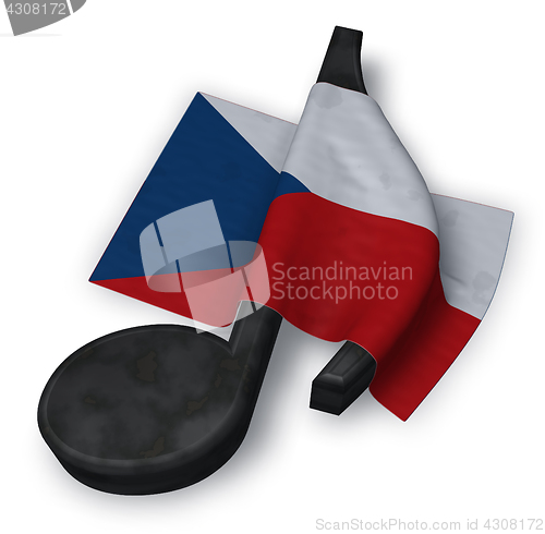 Image of music note symbol symbol and czech flag - 3d rendering