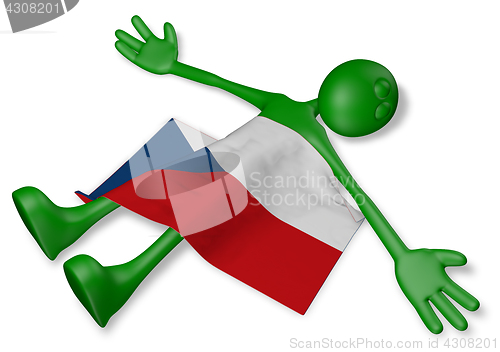 Image of dead cartoon guy and flag of the czech republic - 3d illustration