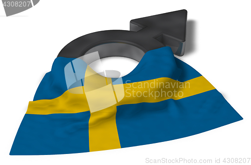Image of mars symbol and flag of sweden - 3d rendering