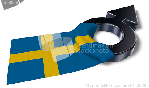 Image of mars symbol and flag of sweden - 3d rendering