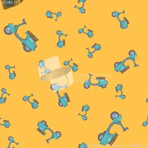Image of Retro motor scooter seamless pattern background