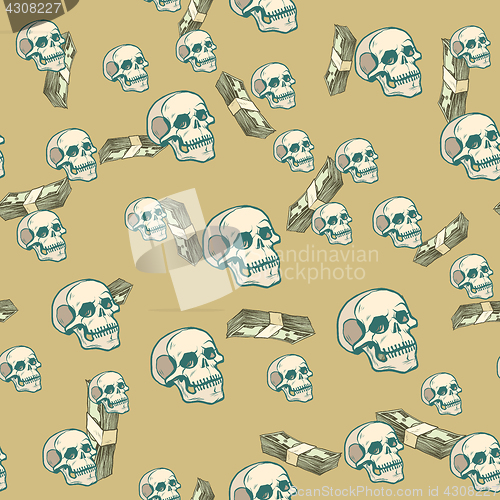 Image of Death and money seamless pattern background