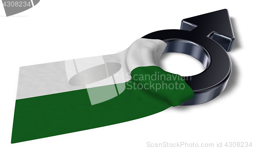 Image of mars symbol and flag of saxony - 3d rendering