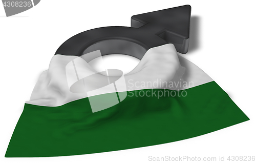 Image of mars symbol and flag of saxony - 3d rendering