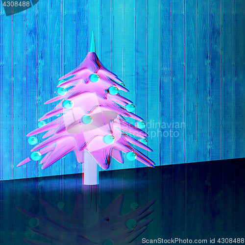 Image of Christmas background. 3d illustration. Anaglyph. View with red/c