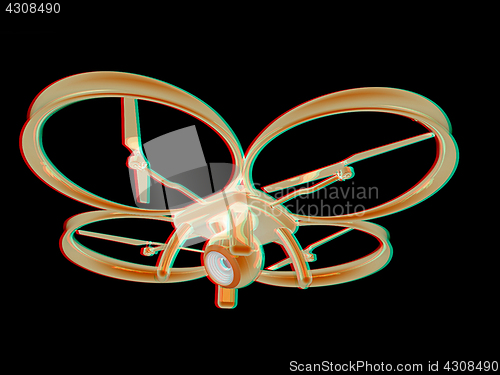 Image of Drone, quadrocopter, with photo camera flying. 3d render. Anagly