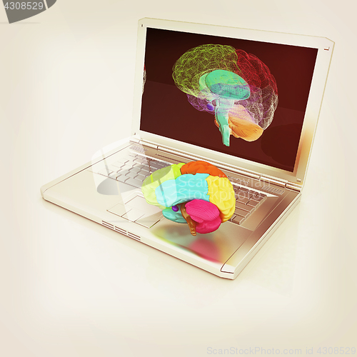 Image of creative three-dimensional model of real human brain and scan on