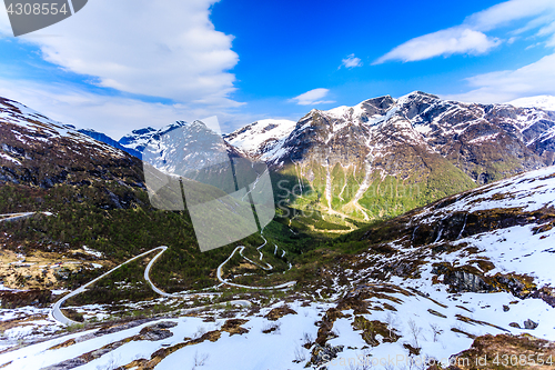 Image of A winding and narrow road providing access to the mountain in St