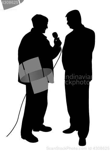 Image of Reporter asking a question to a businessman