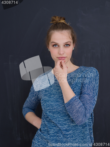 Image of young woman isolated on grey background