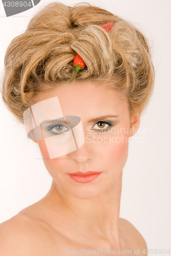 Image of Beautiful German teenage girl indoor headshot.