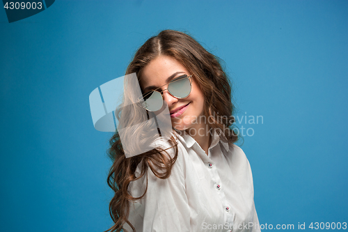 Image of The young woman\'s portrait with happy emotions