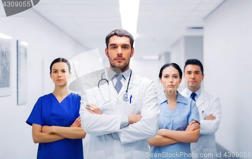 Image of group of medics or doctors at hospital