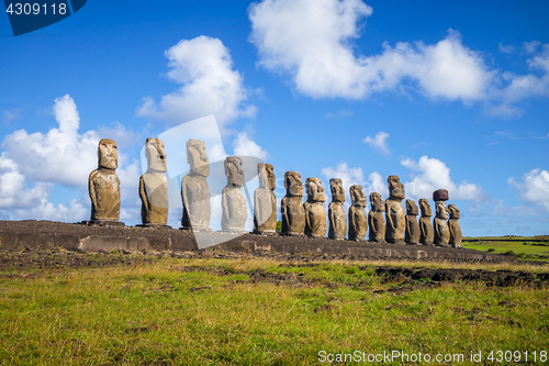 Image of Moais statues, ahu Tongariki, easter island