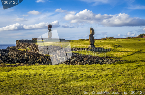 Image of Moais statues, ahu vai ure, easter island