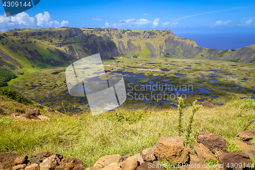 Image of Rano Kau volcano crater in Easter Island